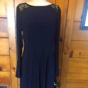 New Navy Blue with Black Lace Polyester Dress